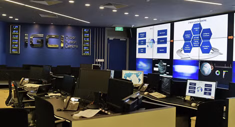 Bên trong Trung tâm toàn cầu về cải tiến của Cảnh sát quốc tế Interpol ở Singapore.