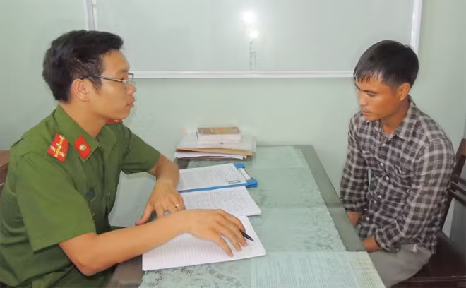 Cơ quan Công an lấy lời khai đối tượng Linh.
