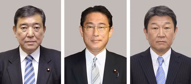 3 trong số những gương mặt được cho là có thể kế nhiệm Thủ tướng Shinzo Abe (từ trái sang): ông Shigeru Ishiba, ông Fumio Kishida và ông Toshimitsu Motegi.