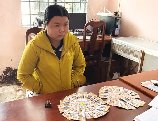 Nguyễn Thị Mai tại cơ quan Công an.