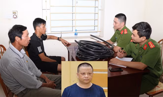 Cơ quan Công an lấy lời khai các đối tượng và tang vật vụ trộm.