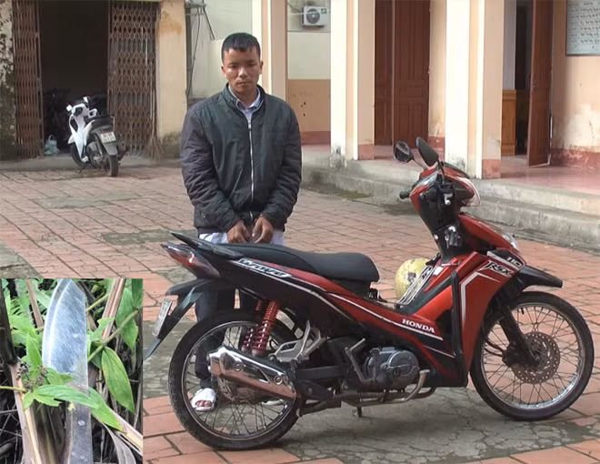 Đới Văn Duẩn và tang vật gây án. Đới Văn Duẩn và tang vật gây án.