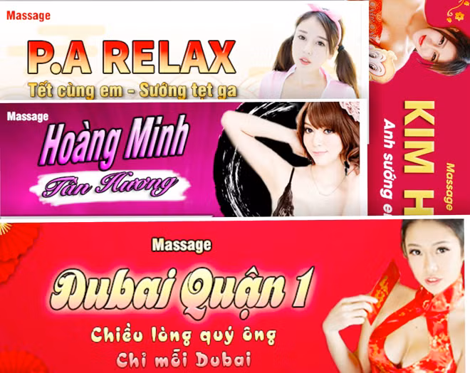 Card quảng cáo các dịch vụ massage được đội ngũ tiếp thị đưa đến tận bàn nhậu cho “quý ông” muốn “đổi gió”...