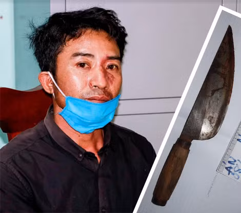 Nguyễn Văn Lâm và con dao nhọn gây án.