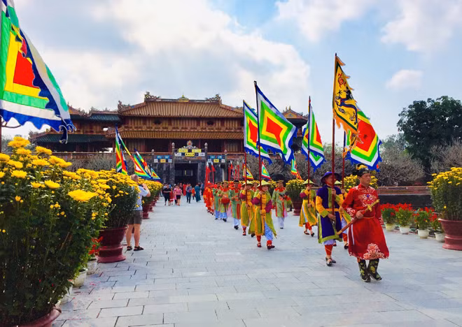 Hoàng cung Huế, nơi diễn ra nhiều nghi lễ quan trọng của triều đình nhà Nguyễn vào dịp Tết nguyên đán.