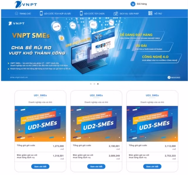 Gói cước ưu đãi của VNPT dành cho Doanh nghiệp.