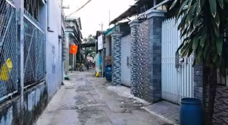 Dãy nhà trọ nơi N. và P. từng sinh sống, cũng là nơi phát hiện thi thể chị P..