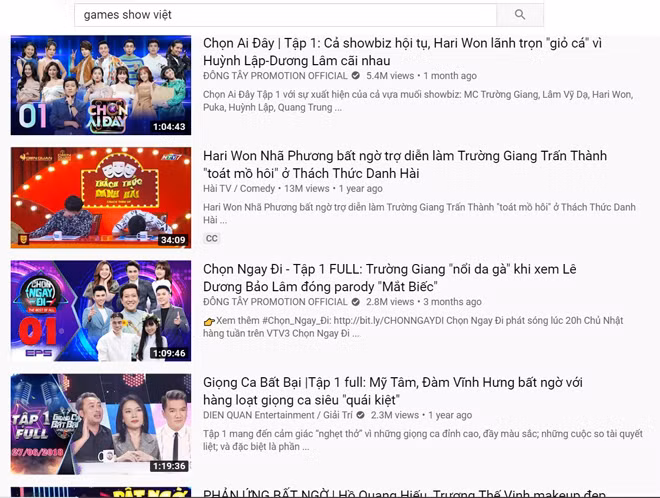 Kênh Youtube tràn ngập các games show, trong đó không thiếu những chương trình không thể kiểm soát được nội dung.