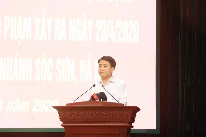 Chủ tịch UBND thành phố Hà Nội Nguyễn Đức Chung phát biểu tại Hội nghị. Chủ tịch UBND thành phố Hà Nội Nguyễn Đức Chung phát biểu tại Hội nghị.