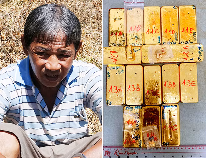 Trần Văn Hải cùng tang vật cơ quan Công an thu giữ là khoảng 51 kg vàng.