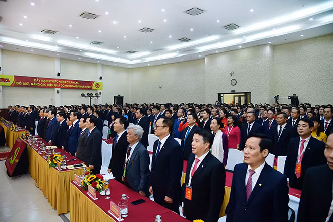 Các đại biểu thực hiện nghi thức chào cờ.