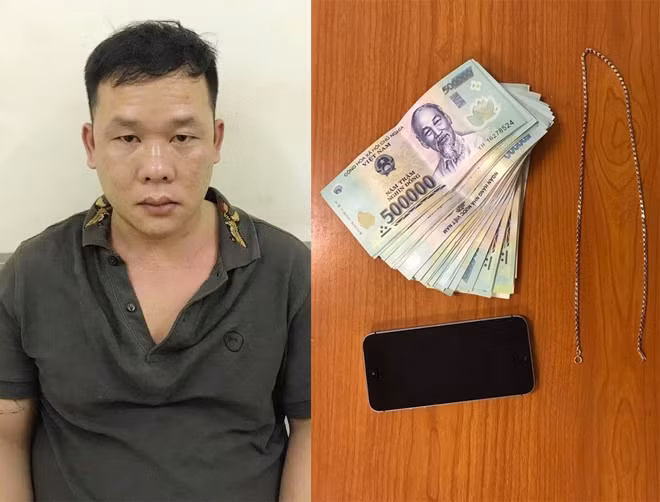 Nguyễn Văn Linh và tang vật. Nguyễn Văn Linh và tang vật.