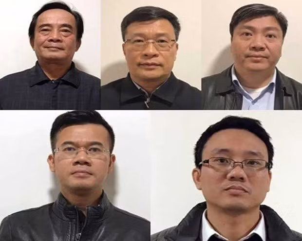 5 bị can: Đoàn Ánh Sáng, Ngô Duy Chính, Nguyễn Xuân Giáp, Phạm Hồng Quang, Đặng Thanh Nam.