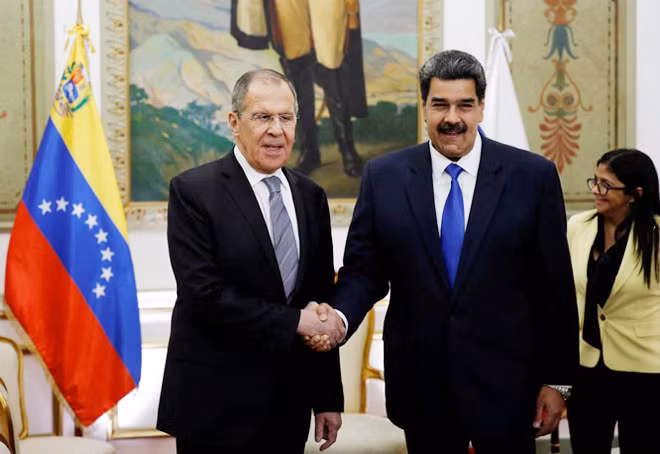 Tổng thống Venezuela Nicolas Maduro tiếp Ngoại trưởng Nga Sergei Lavrov tại Caracas, ngày 7/2.