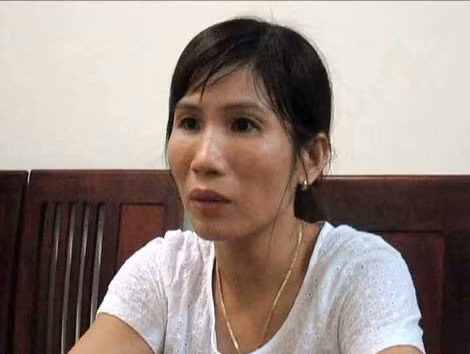 Phạm Thị Ngọc Chiến tại cơ quan Công an.