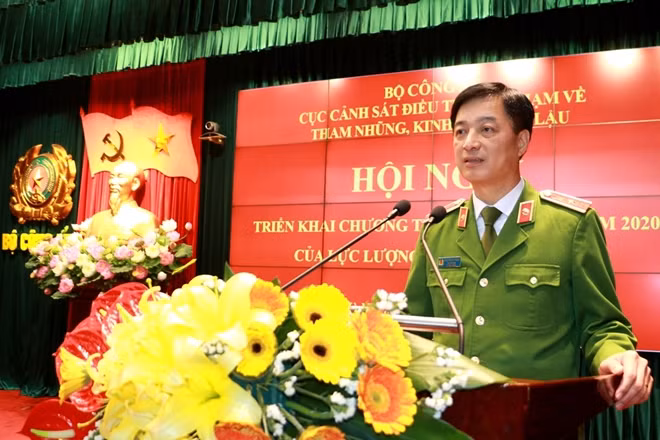 Thiếu tướng Nguyễn Duy Ngọc, Thứ trưởng Bộ Công an tới dự và phát biểu tại Hội nghị.