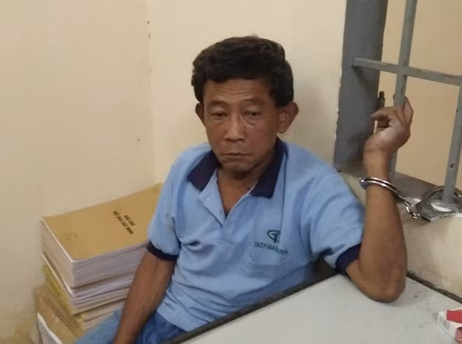 Đối tượng Thanh tại cơ quan công an.