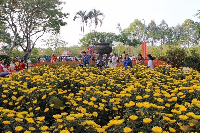 Chợ hoa Tết bên đường Trần Hưng Đạo, TP Huế nhộn nhịp ngày giáp Tết Nguyên đán Canh Tý.