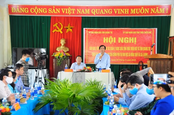 Đại diện các cơ quan 2 tỉnh Thừa Thiên Huế và Quảng Trị dự hội nghị bàn giao, tiếp nhận quản lý địa giới hành chính.