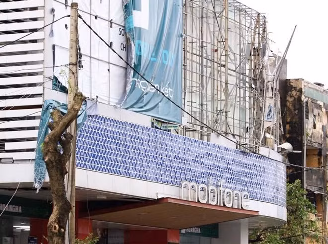 Nhiều cây xanh, biển hiệu ở TP Huế bị gió bão số 13 quật gãy, làm hư hỏng.