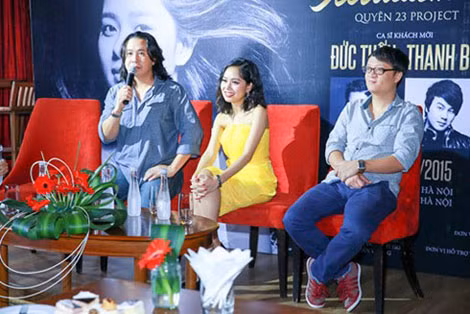 Hoàng Quyên cùng nhạc sĩ Lê Minh Sơn và nhạc sĩ Tuấn Nam trong buổi họp báo giới thiệu live show “Rét đầu mùa”. Hoàng Quyên cùng nhạc sĩ Lê Minh Sơn và nhạc sĩ Tuấn Nam trong buổi họp báo giới thiệu live show “Rét đầu mùa”.