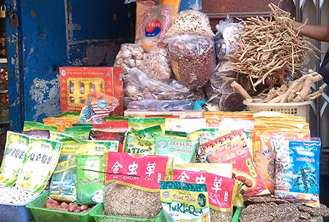 Ninh Vân đã tuyệt chủng cây xáo tam phân từ lâu, nhưng điều lạ là đâu đâu cũng thấy người ta rao bán với số lượng không giới hạn. Trong ảnh là một quầy đông dược ở quận 5 rao bán thứ gọi là "cây thần dược" Ninh Vân.