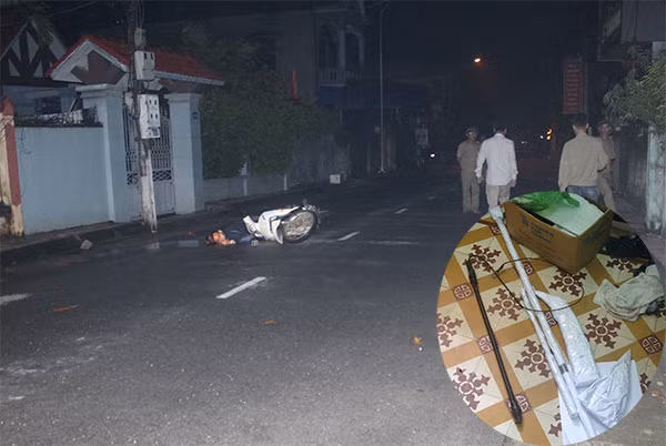 Hiện trường và hung khí gây án.