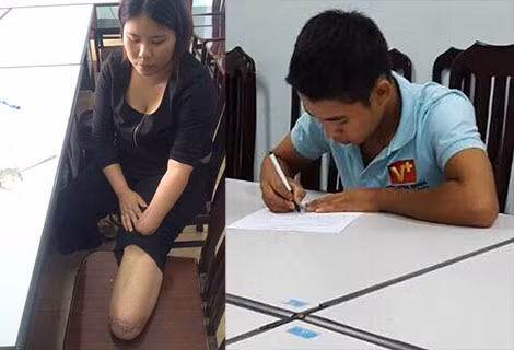 Lý Thị N. và Doãn Văn D. tại cơ quan Công an.