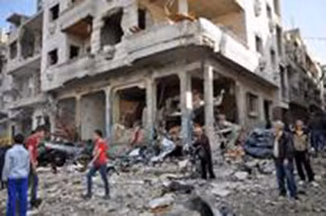 Thành phố Homs đổ nát vì nội chiến ở Syria. Thành phố Homs đổ nát vì nội chiến ở Syria.
