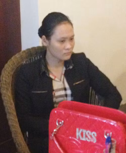 Lương Thị Tường Vy tại trụ sở Công an.