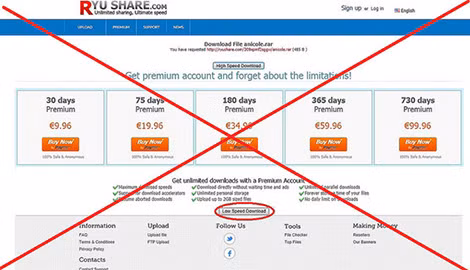 Giao diện trang Ryushare.com.
