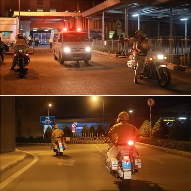 Nhờ sự điều phối của Đội Tuần tra dẫn đoàn, xe cấp cứu chở gan của người hiến được di chuyển thuận lợi từ sân bay Tân Sơn Nhất về BV ĐHYD chỉ trong 10 phút.