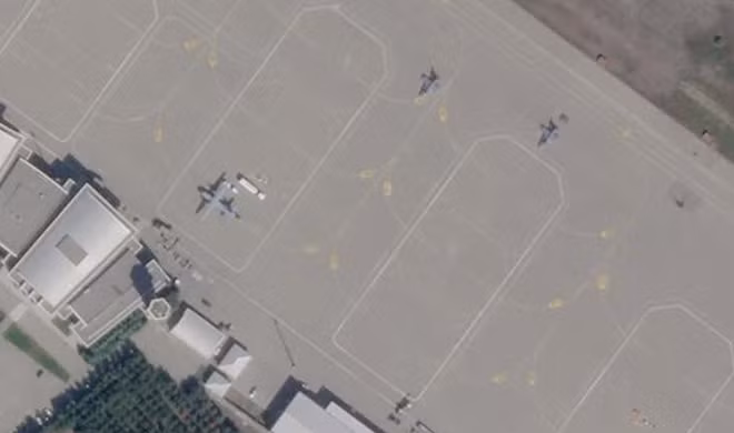 Hình ảnh máy bay F-16 tại sân bay Ganja. Ảnh: Planet Labs