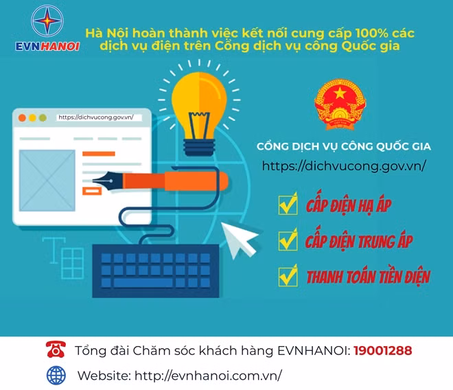 EVNHANOI tăng cường các dịch vụ điện trực tuyến.
