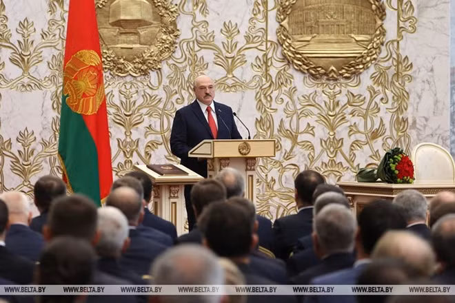 Ông Lukashenko phát biểu nhậm chức ngày 23/9. Ảnh: BelTA