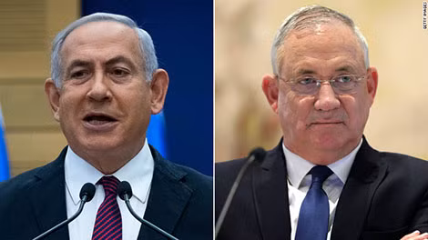 Ông Benjamin Netanyahu và ông Benjamin Gantz. Ảnh: CNN Ông Benjamin Netanyahu và ông Benjamin Gantz. Ảnh: CNN
