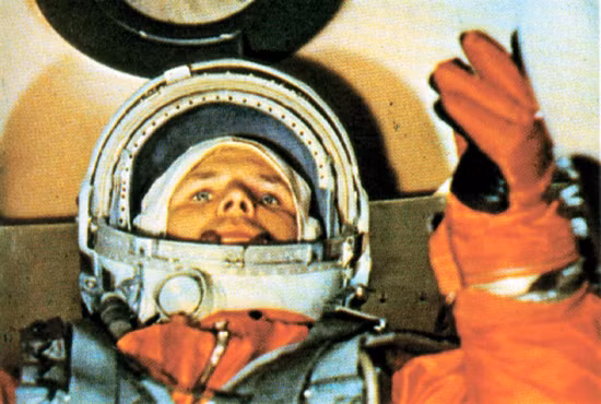 Hình ảnh Gagarin ngồi trên tàu vũ trụ Vostok 1. Ảnh: ITN