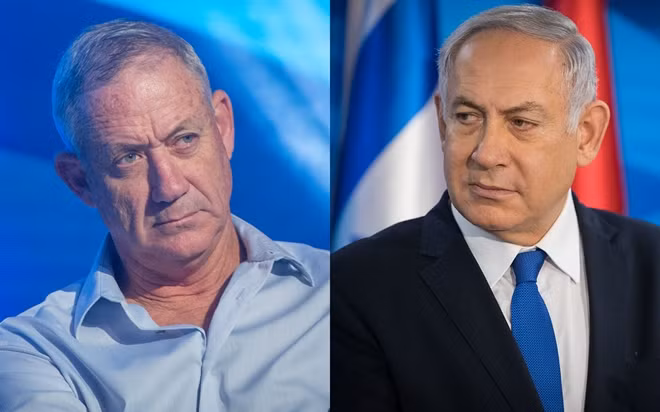 Hai ông Gantz và Netanyahu. Ảnh: ITN