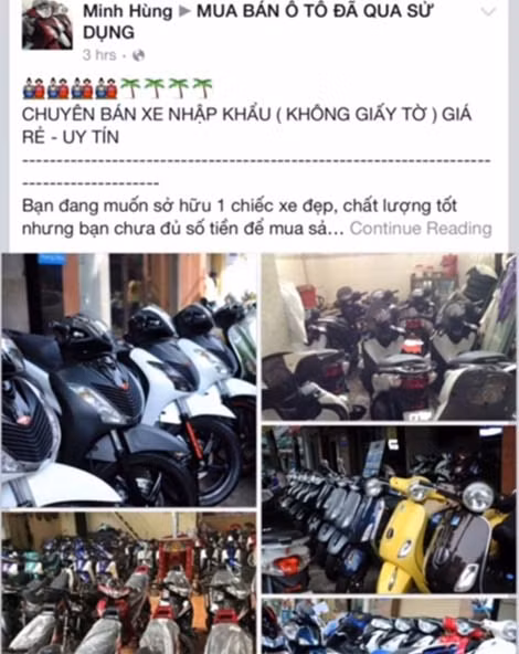 Tài khoản Minh Hùng liên tục đăng bán các loại xe máy nhập lậu từ nước ngoài về, hàng lấy từ cảng không có bất cứ giấy tờ gì.