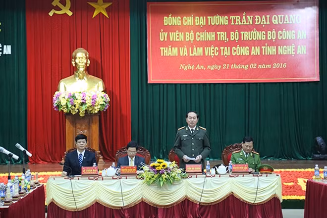 Bộ trưởng Trần Đại Quang an phát biểu chỉ đạo tại buổi làm việc.