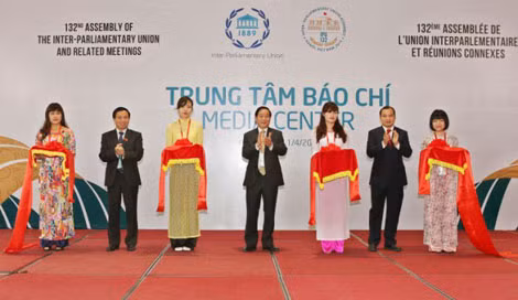 Trung tâm báo chí IPU 132 đã được khai trương sáng 26/3. (ảnh: TTXVN) Trung tâm báo chí IPU 132 đã được khai trương sáng 26/3. (ảnh: TTXVN)
