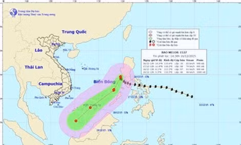 Bão Melor đang cách đảo Song Tử Tây 680km.
