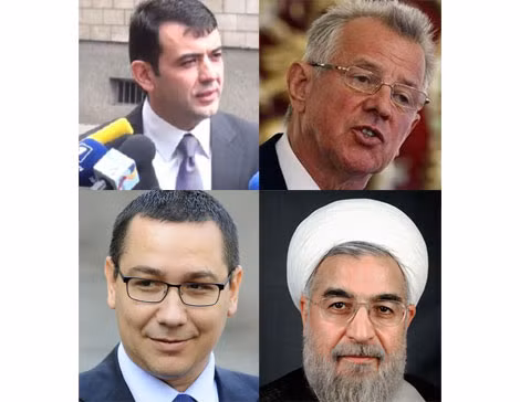 Từ trái sang: Thủ tướng Moldova Chiril Gaburici, Tổng thống Hungary Pal Schmitt, Thủ tướng Romania Victor Ponta,Tổng thống Iran Hassan Rouhani.