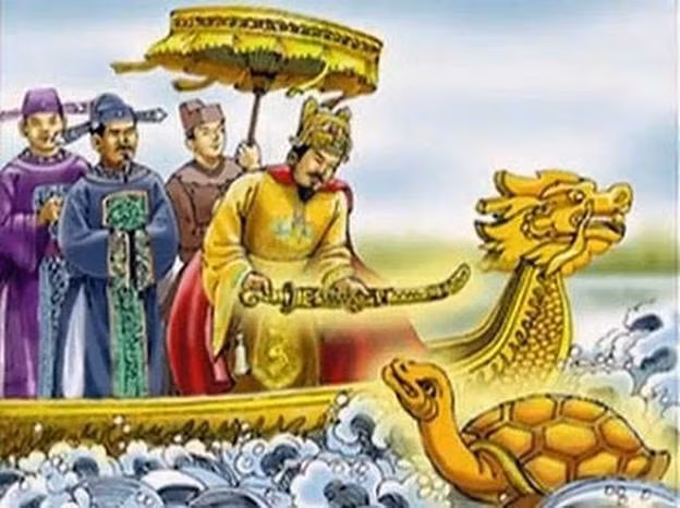 Tranh “Lê Lợi trả gươm”.