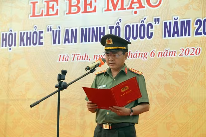 Đại tá Phạm Thanh Phương – Phó Giám đốc Công an tỉnh phát biểu tại buổi Bế mạc.