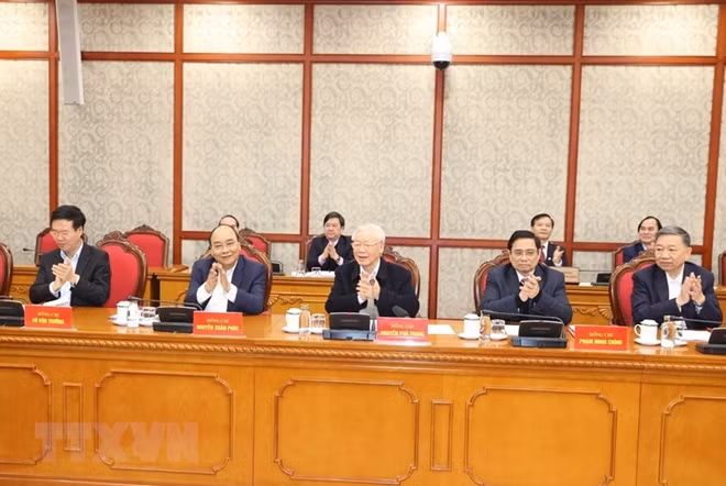 Tổng Bí thư, Chủ tịch nước Nguyễn Phú Trọng phát biểu kết luận phiên họp. Ảnh: TTXVN