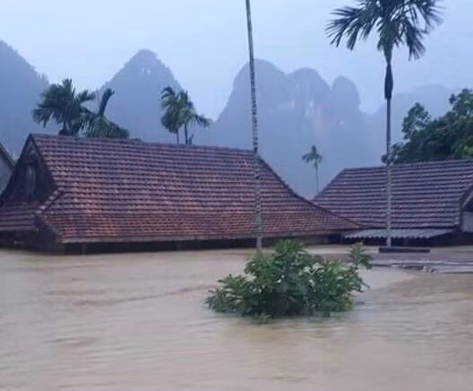 Nhiều ngôi nhà bị ngập đến tận nóc