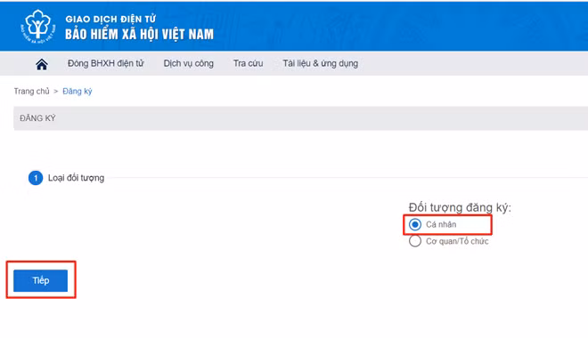 Màn hình đăng ký.