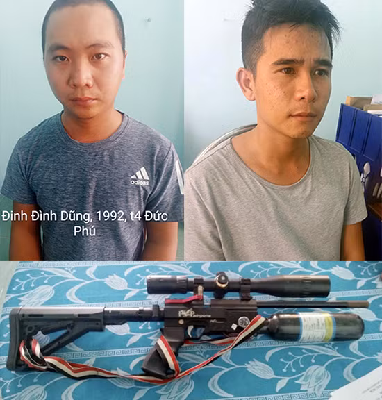 2 Đối tượng cùng khẩu súng tự chế.