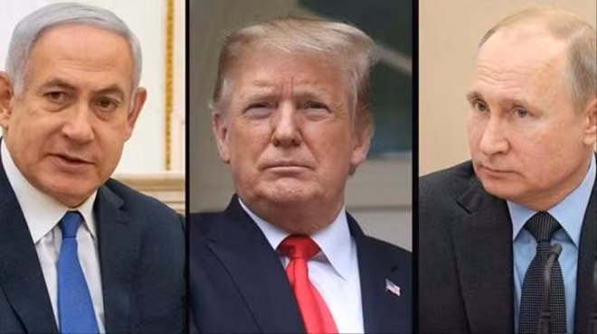 Từ trái sang phải: Thủ tướng Netanyahu, Tổng thống Donald Trump và Tổng thống Putin.